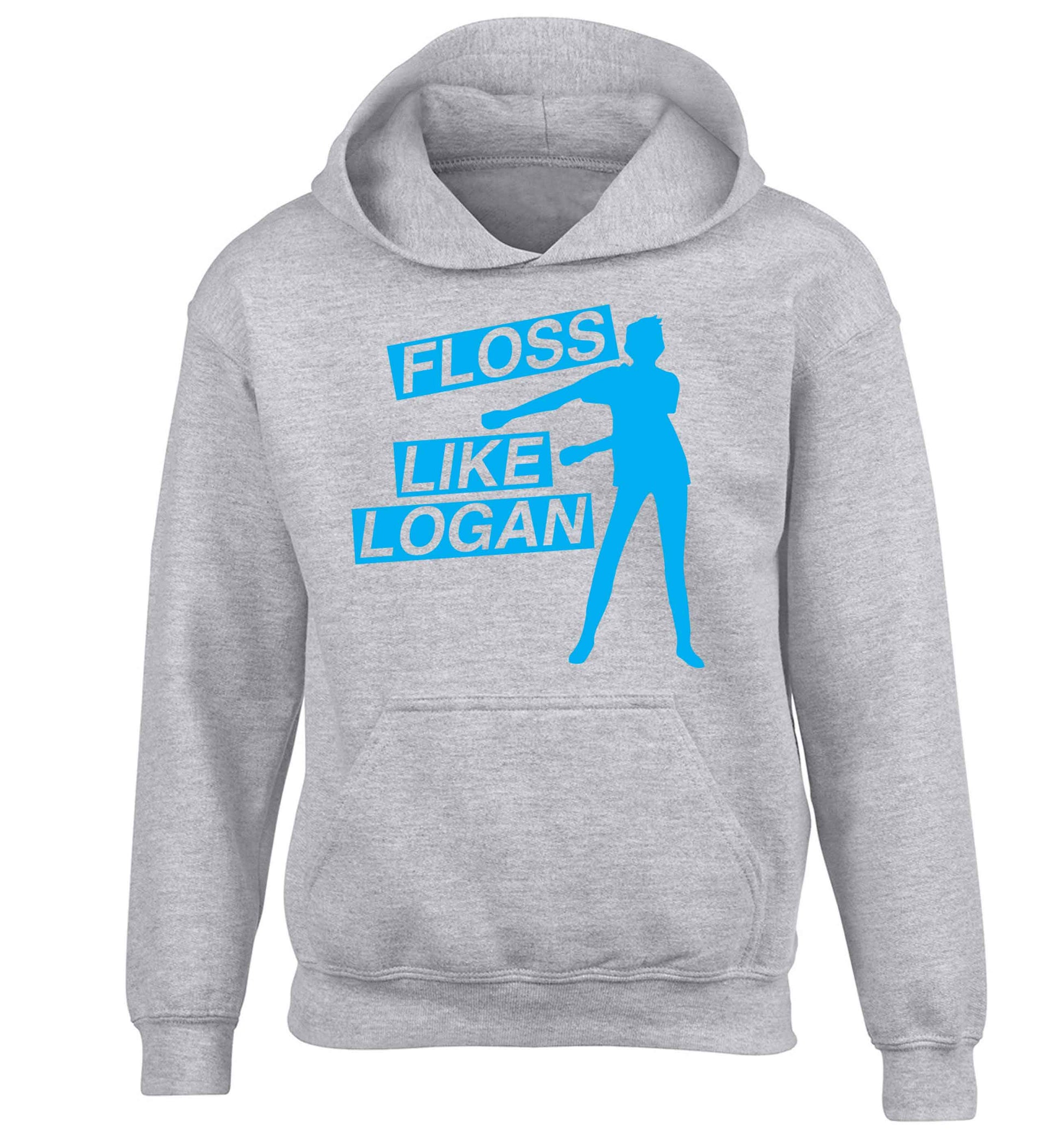 Personalised floss like (male version) children's grey hoodie 12-13 Years