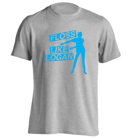 Personalised floss like (male version) adults unisex grey Tshirt 2XL