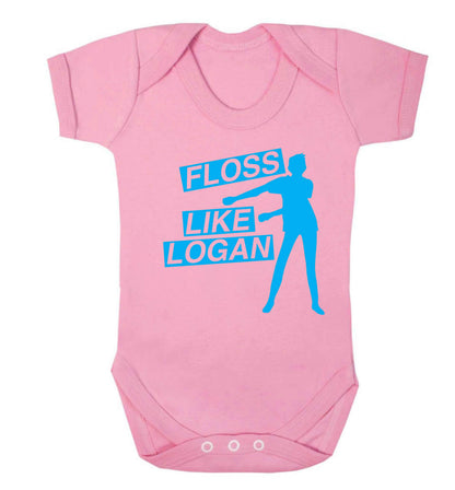 Personalised floss like (male version) Baby Vest pale pink 18-24 months