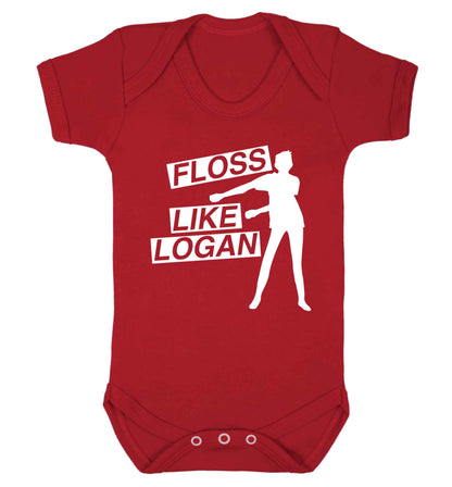 Personalised floss like (male version) Baby Vest red 18-24 months