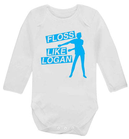Personalised floss like (male version) Baby Vest long sleeved white 6-12 months