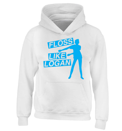 Personalised floss like (male version) children's white hoodie 12-13 Years