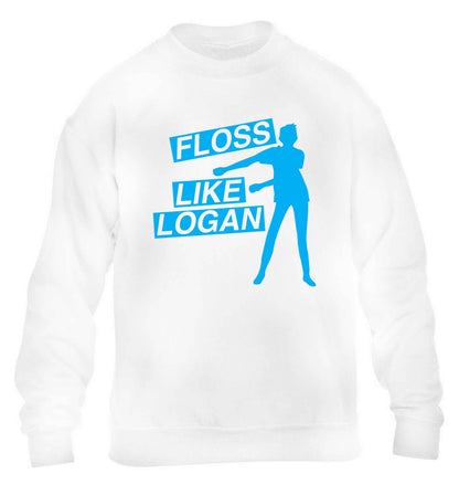 Personalised floss like (male version) children's white sweater 12-13 Years
