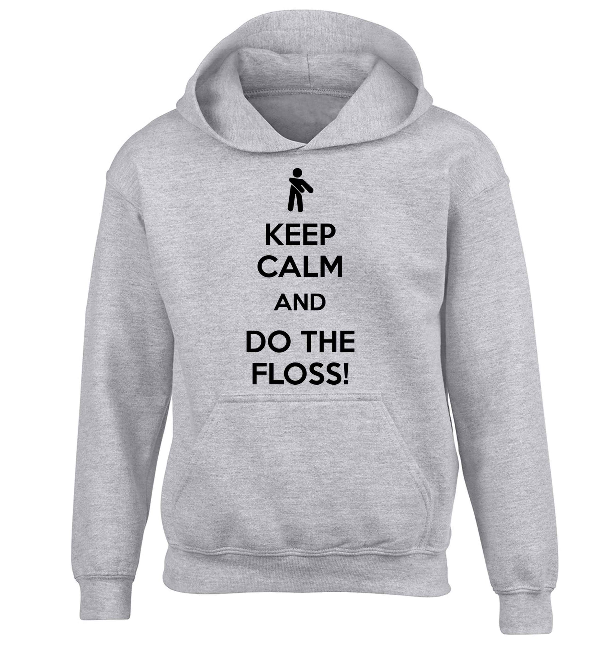 Keep calm and floss on children's grey hoodie 12-13 Years