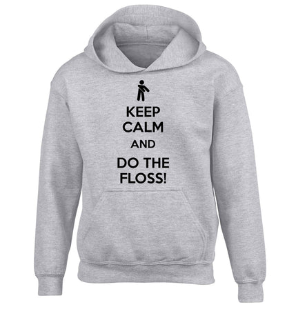 Keep calm and floss on children's grey hoodie 12-13 Years