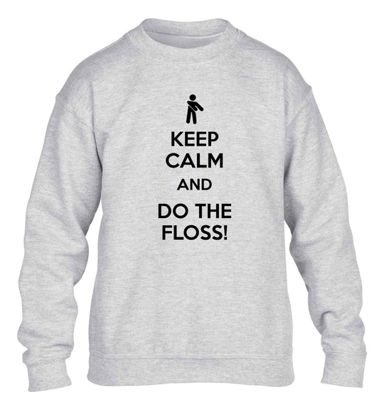 Keep calm and floss on children's grey sweater 12-13 Years