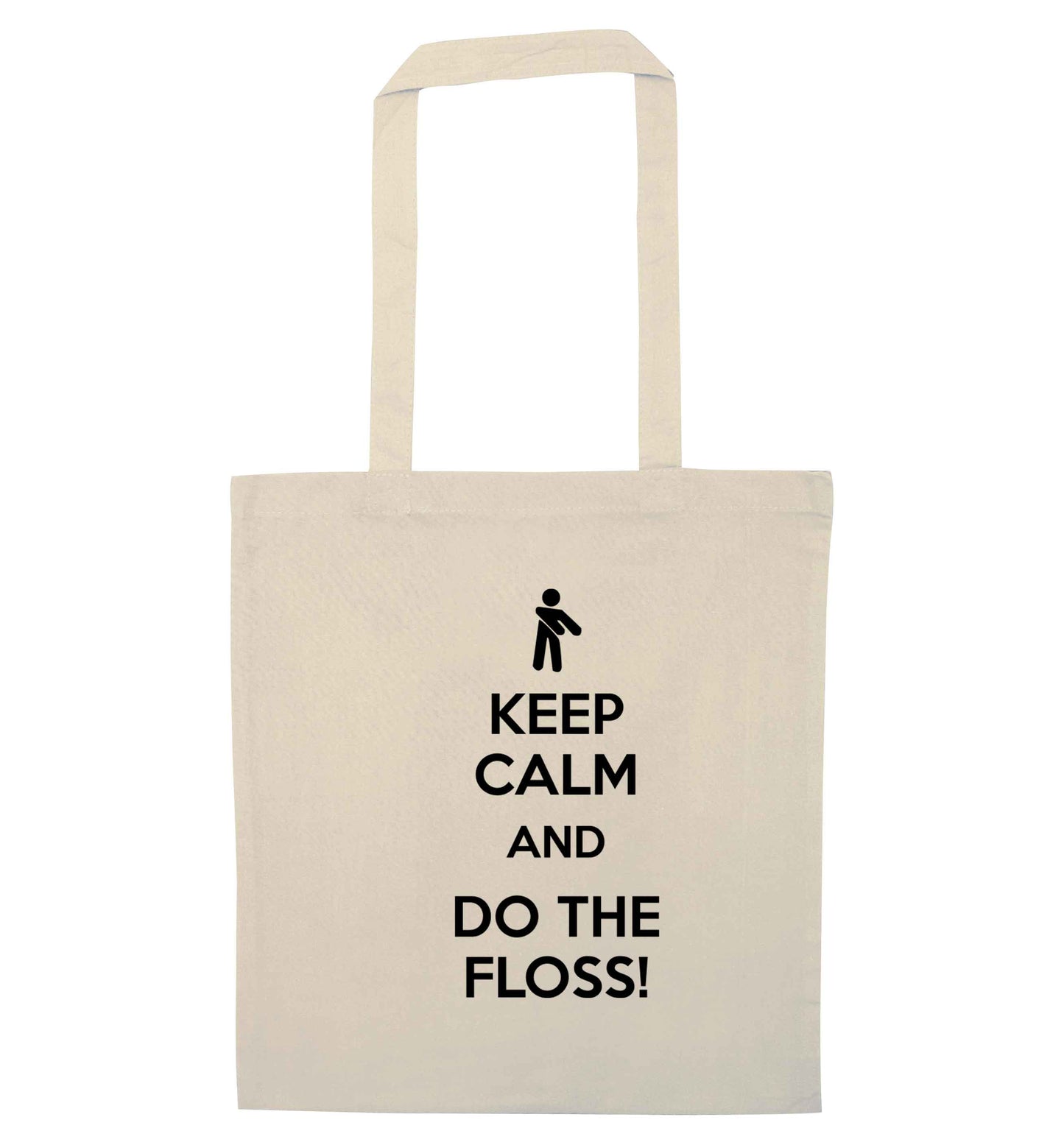 Keep calm and floss on natural tote bag