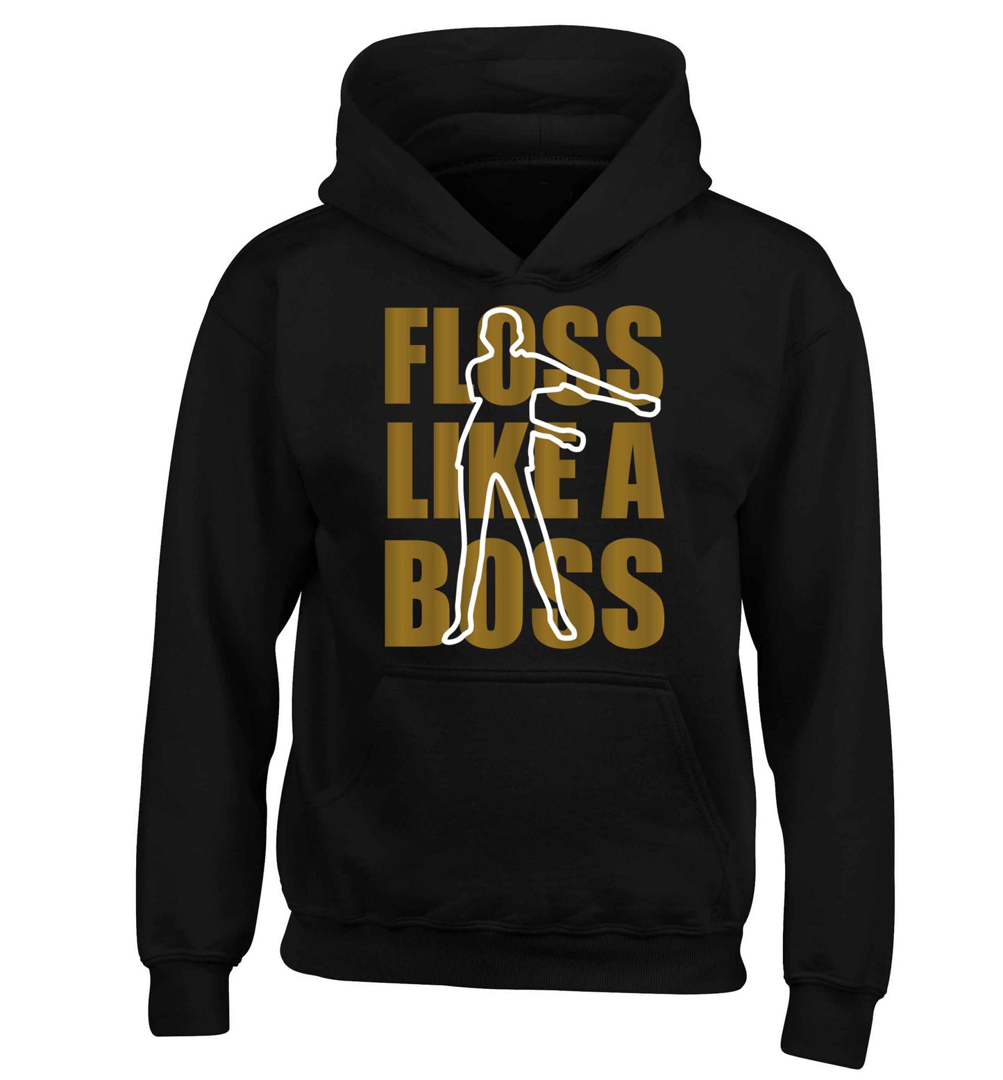 Floss like a boss children's black hoodie 12-13 Years