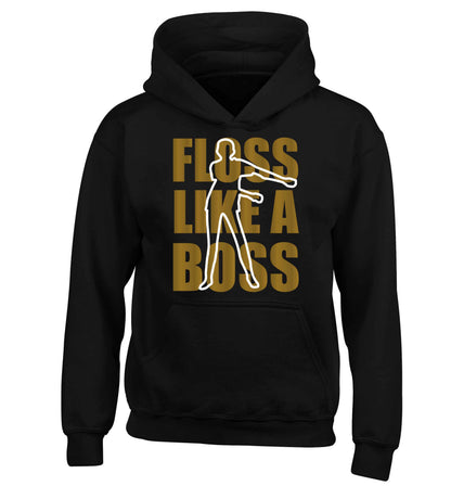 Floss like a boss children's black hoodie 12-13 Years
