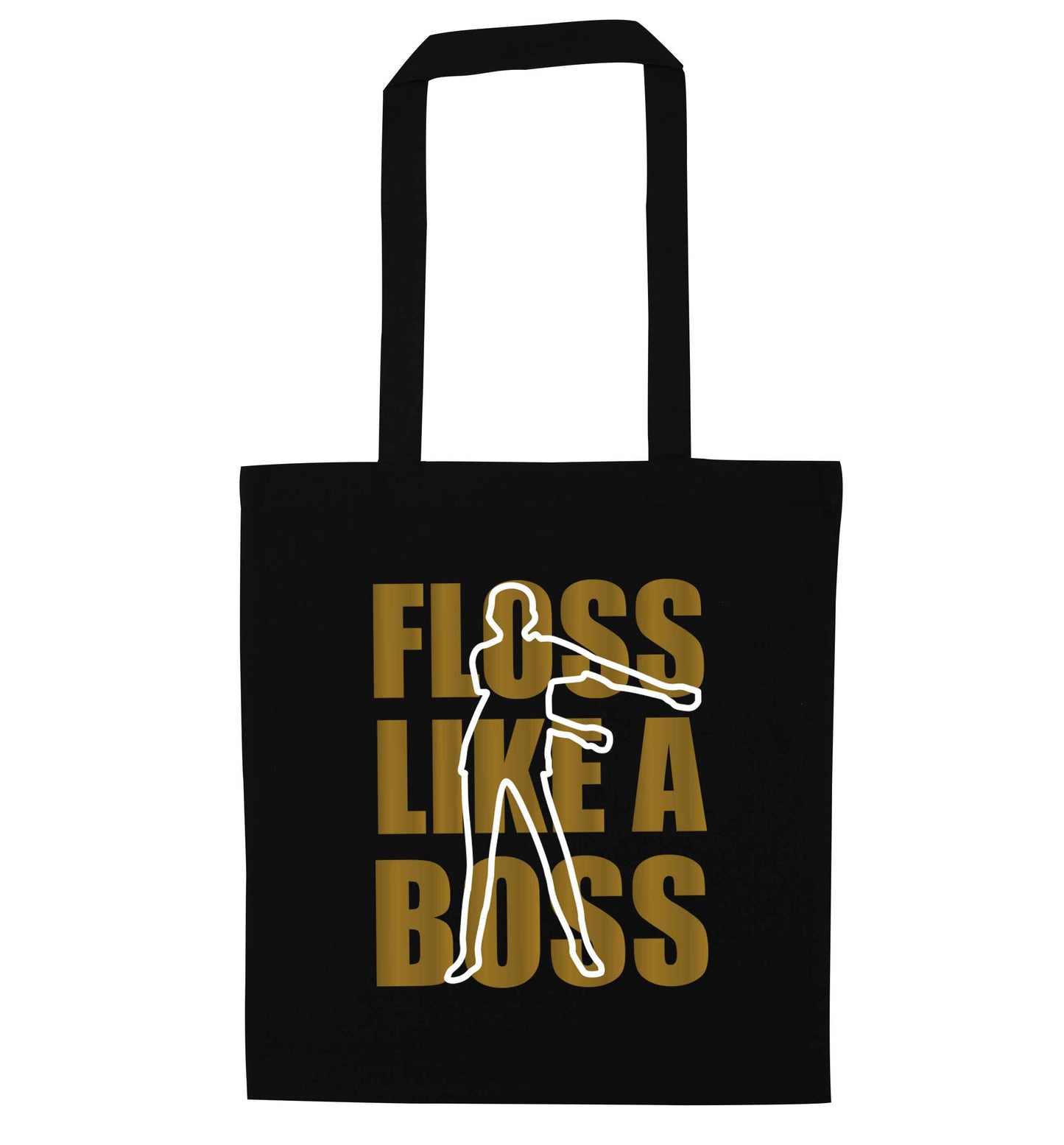 Floss like a boss black tote bag