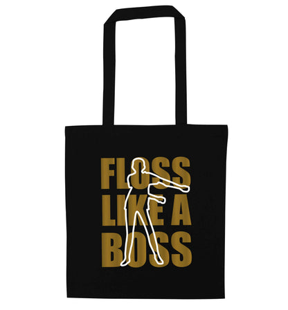 Floss like a boss black tote bag