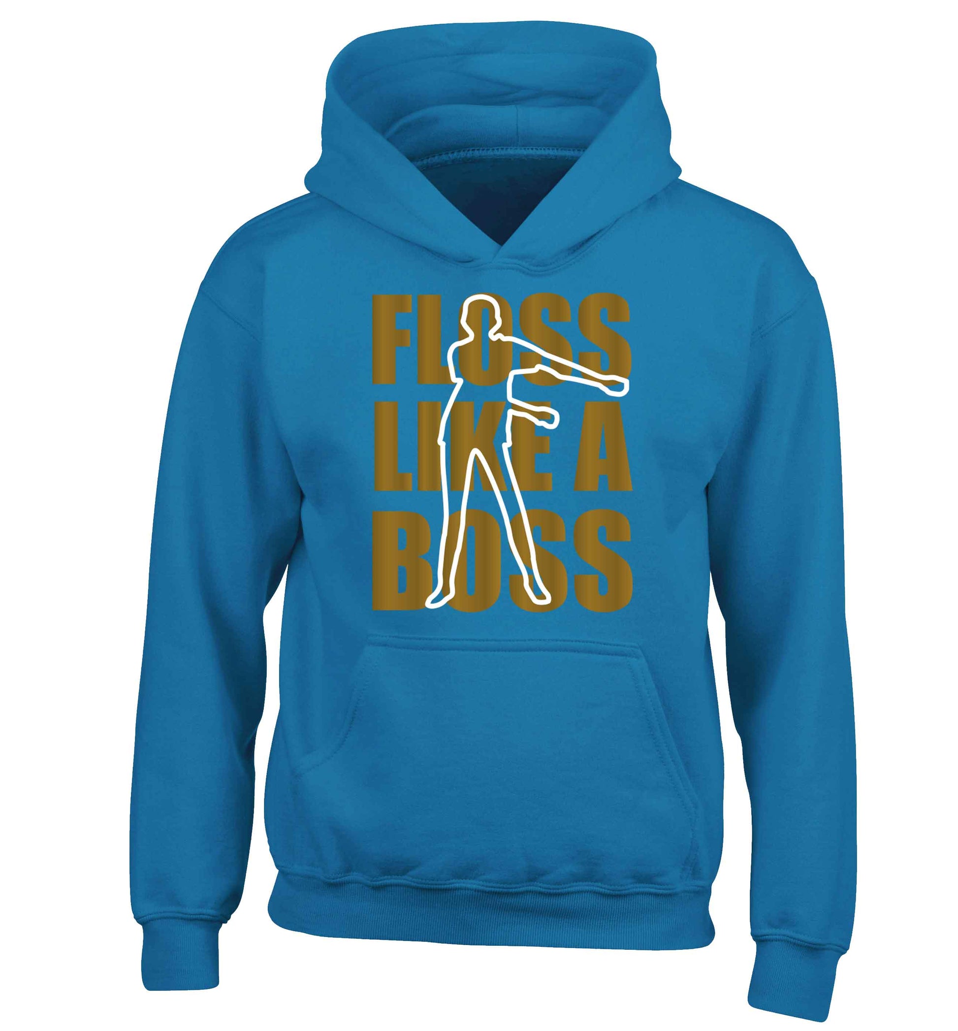 Floss like a boss children's blue hoodie 12-13 Years