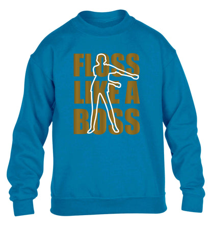 Floss like a boss children's blue sweater 12-13 Years