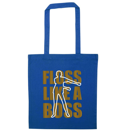 Floss like a boss blue tote bag