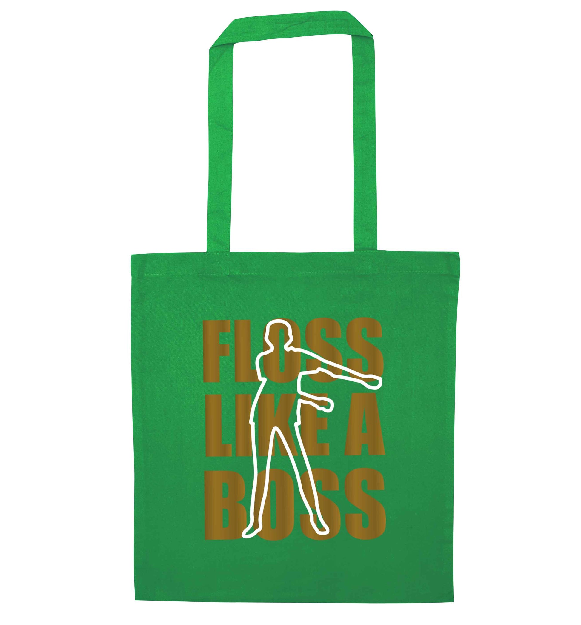 Floss like a boss green tote bag