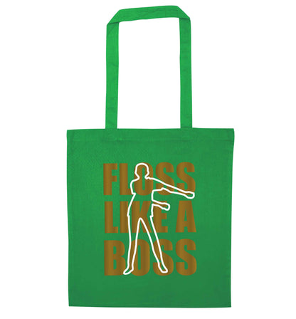 Floss like a boss green tote bag
