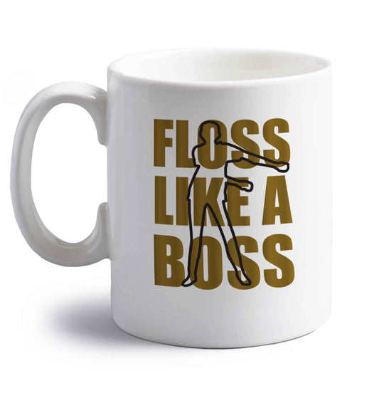 Floss like a boss right handed white ceramic mug 