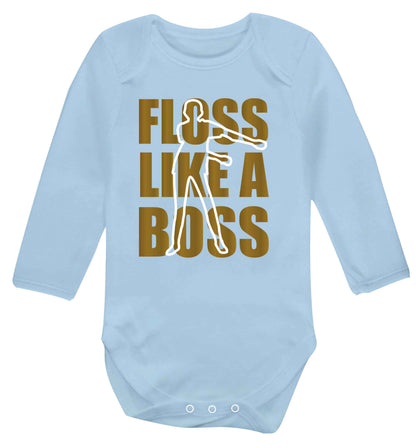 Floss like a boss Baby Vest long sleeved pale blue 6-12 months