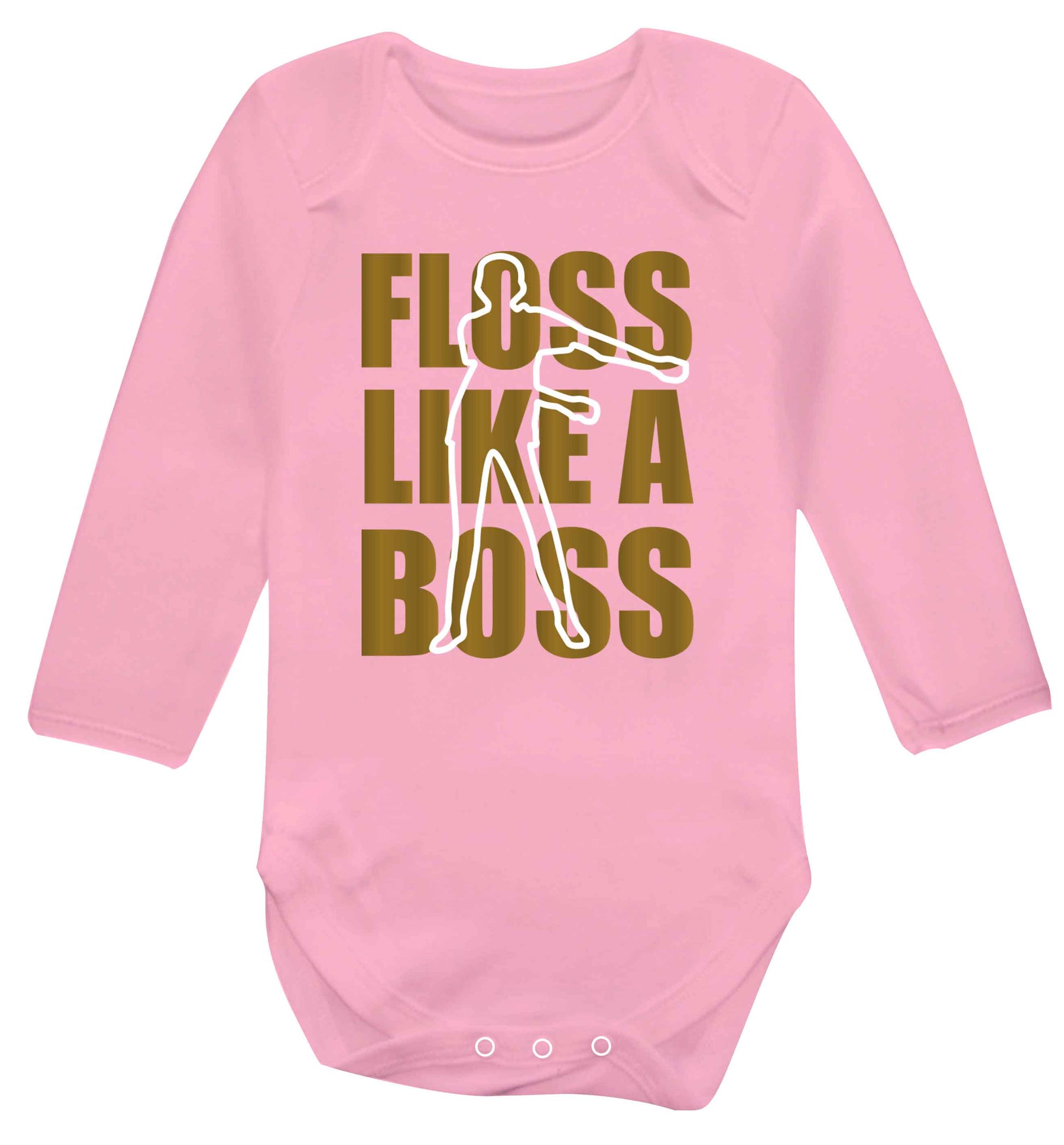 Floss like a boss Baby Vest long sleeved pale pink 6-12 months