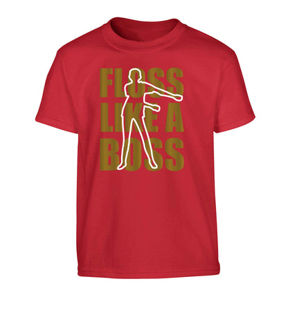 Floss like a boss Children's red Tshirt 12-13 Years