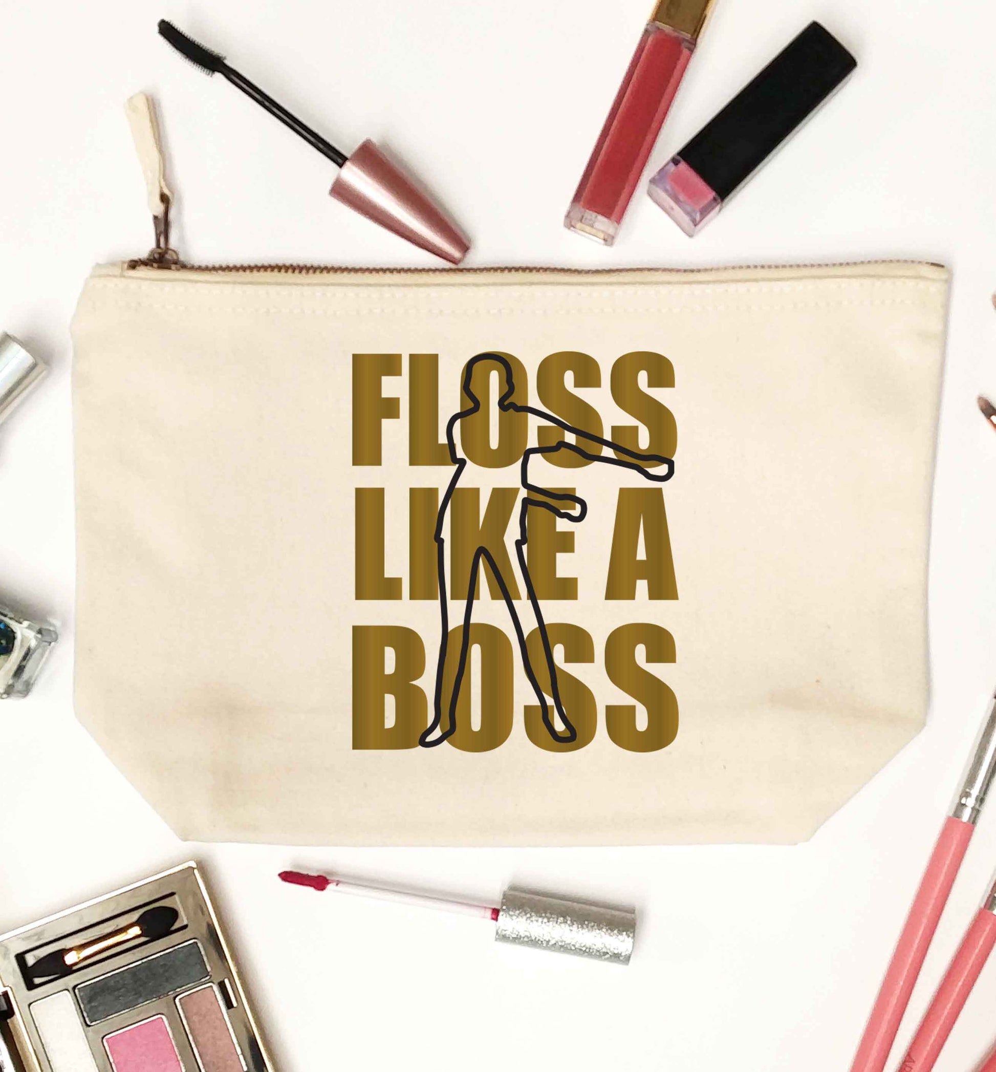 Floss like a boss natural makeup bag