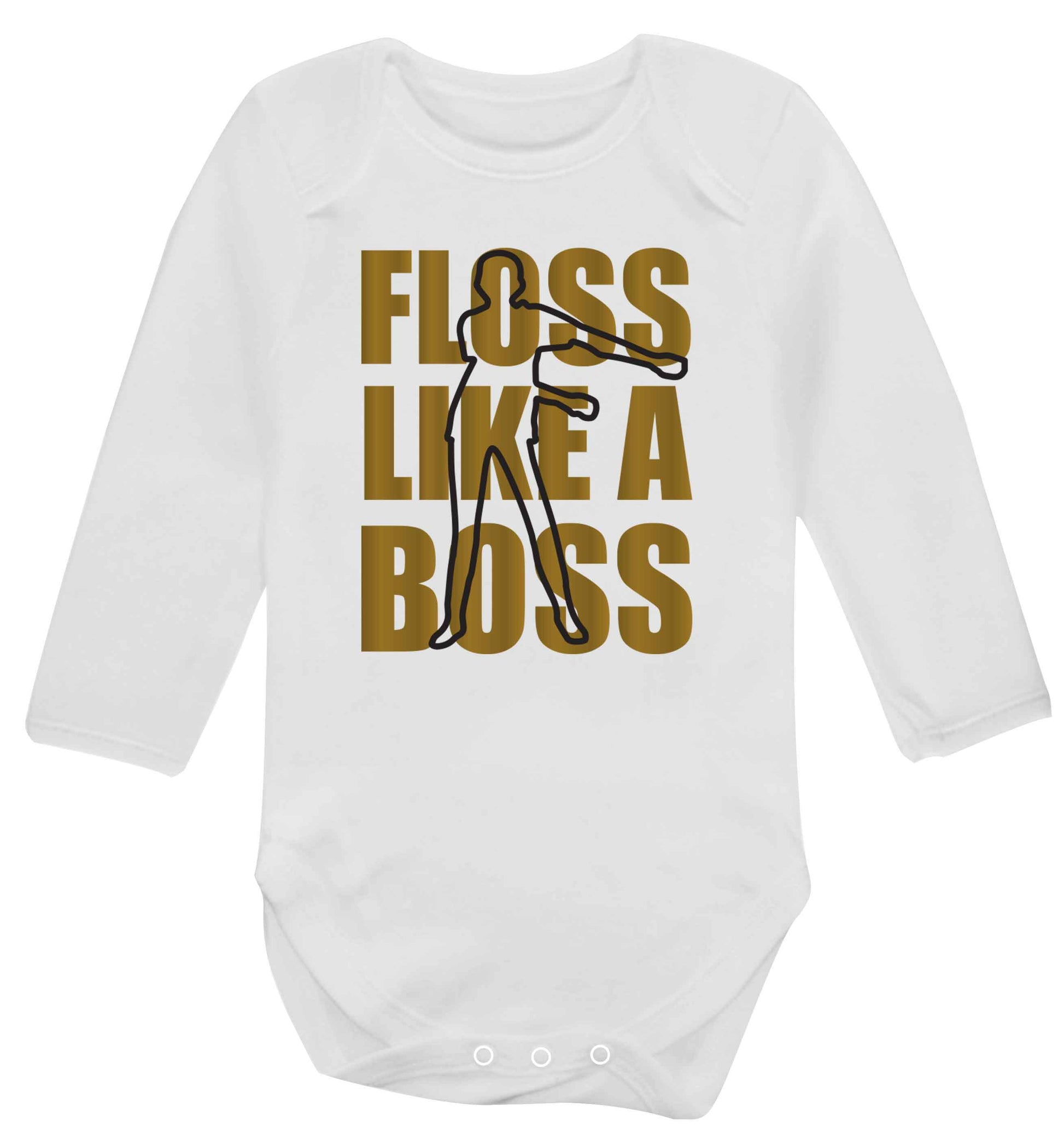 Floss like a boss Baby Vest long sleeved white 6-12 months