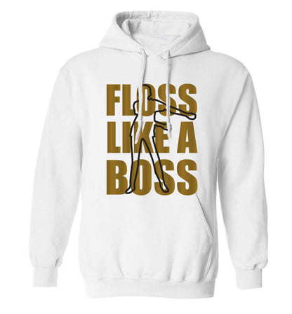 Floss like a boss adults unisex white hoodie 2XL
