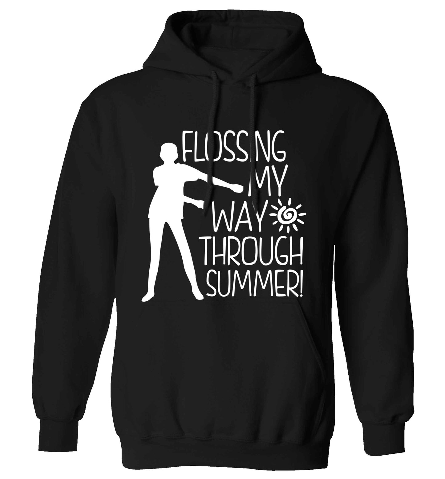 Flossing my way through summer adults unisex black hoodie 2XL