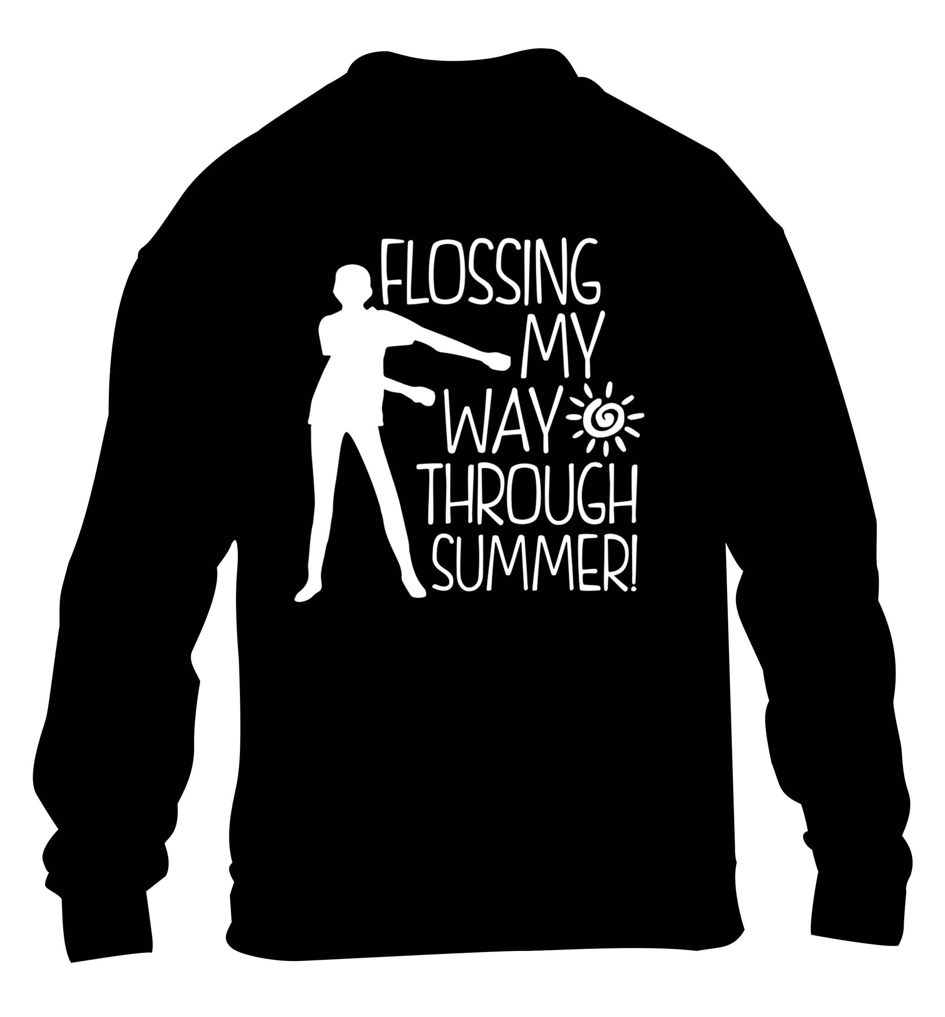 Flossing my way through summer children's black sweater 12-13 Years
