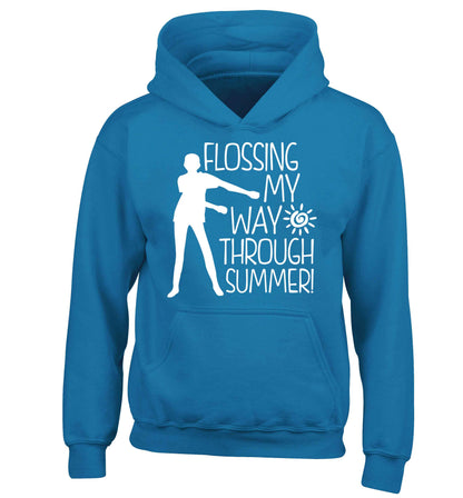 Flossing my way through summer children's blue hoodie 12-13 Years