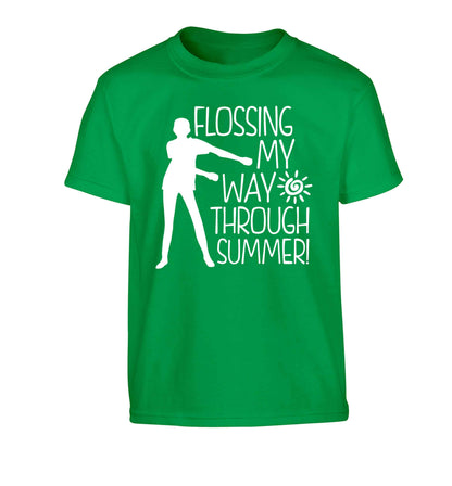 Flossing my way through summer Children's green Tshirt 12-13 Years