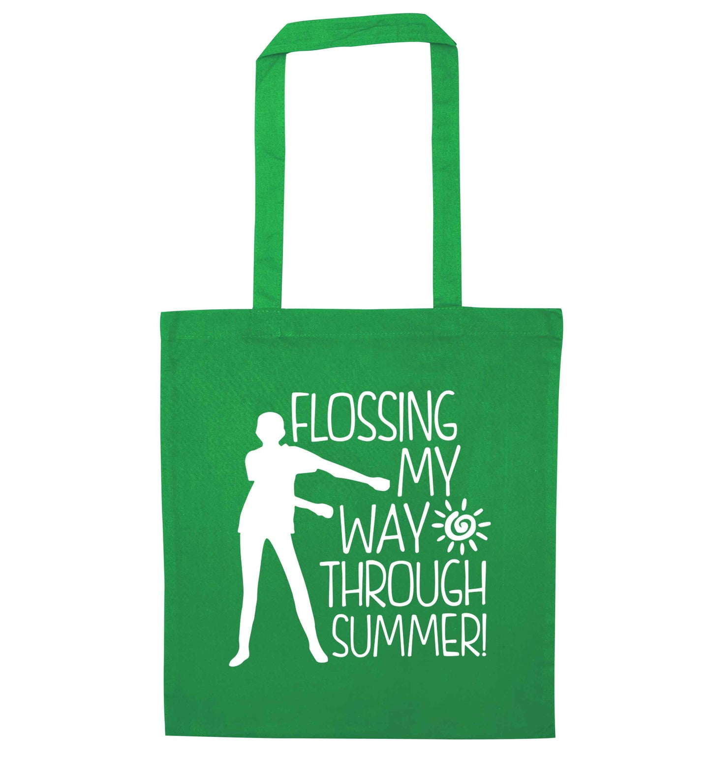 Flossing my way through summer green tote bag