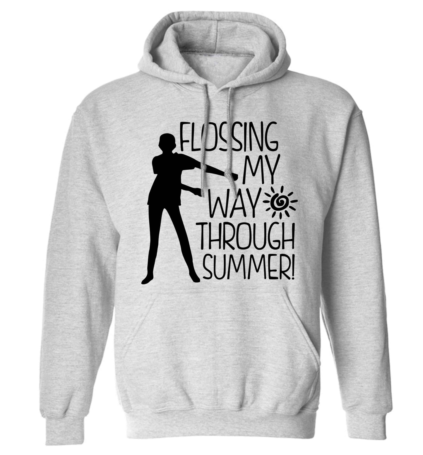 Flossing my way through summer adults unisex grey hoodie 2XL