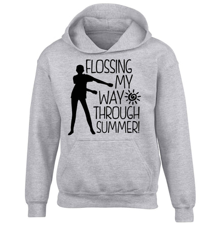 Flossing my way through summer children's grey hoodie 12-13 Years