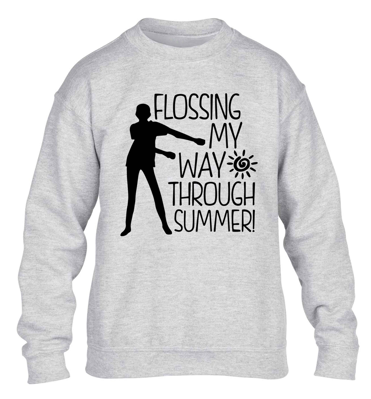 Flossing my way through summer children's grey sweater 12-13 Years