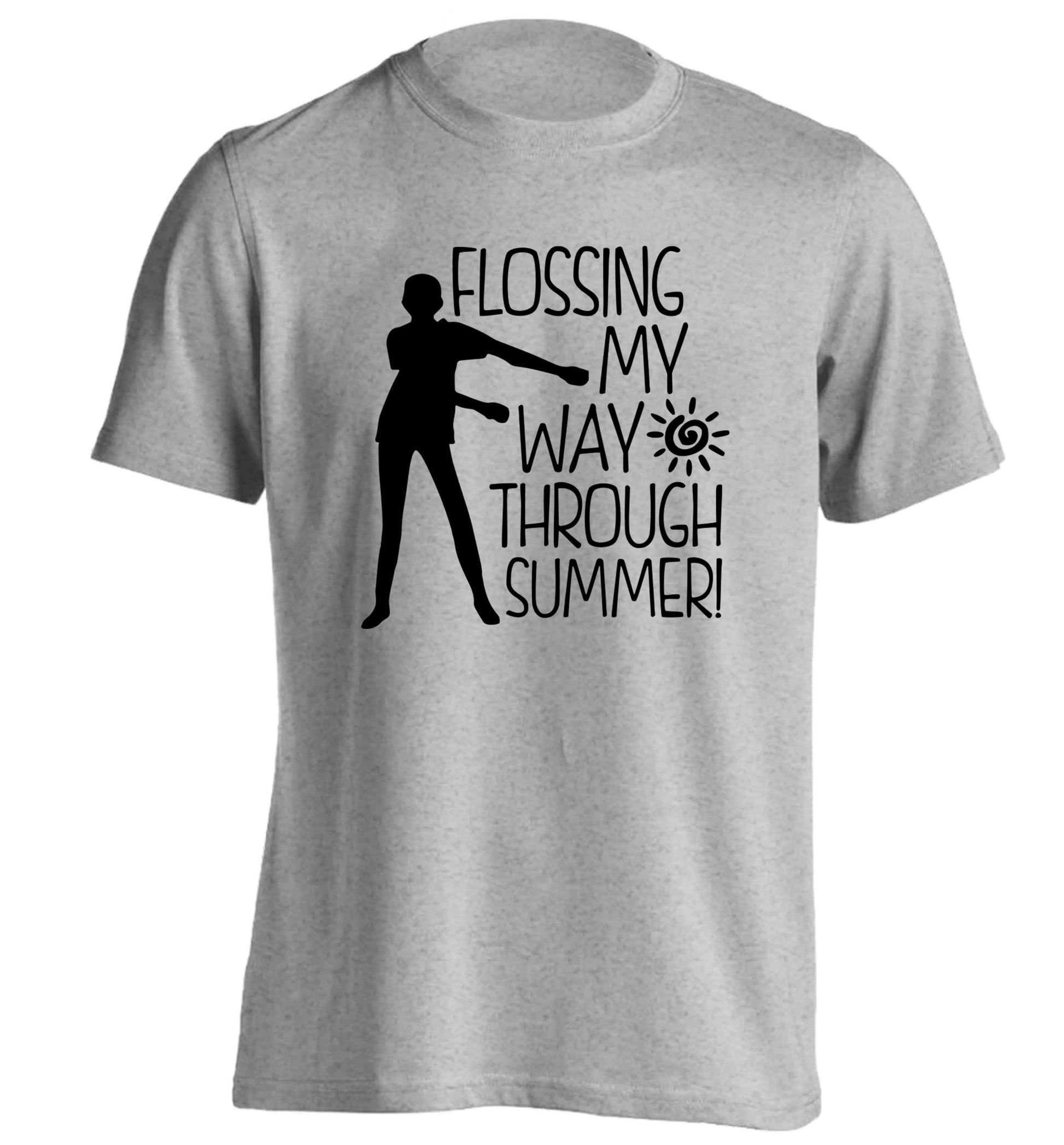 Flossing my way through summer adults unisex grey Tshirt 2XL