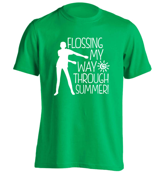 Flossing my way through summer adults unisex green Tshirt 2XL