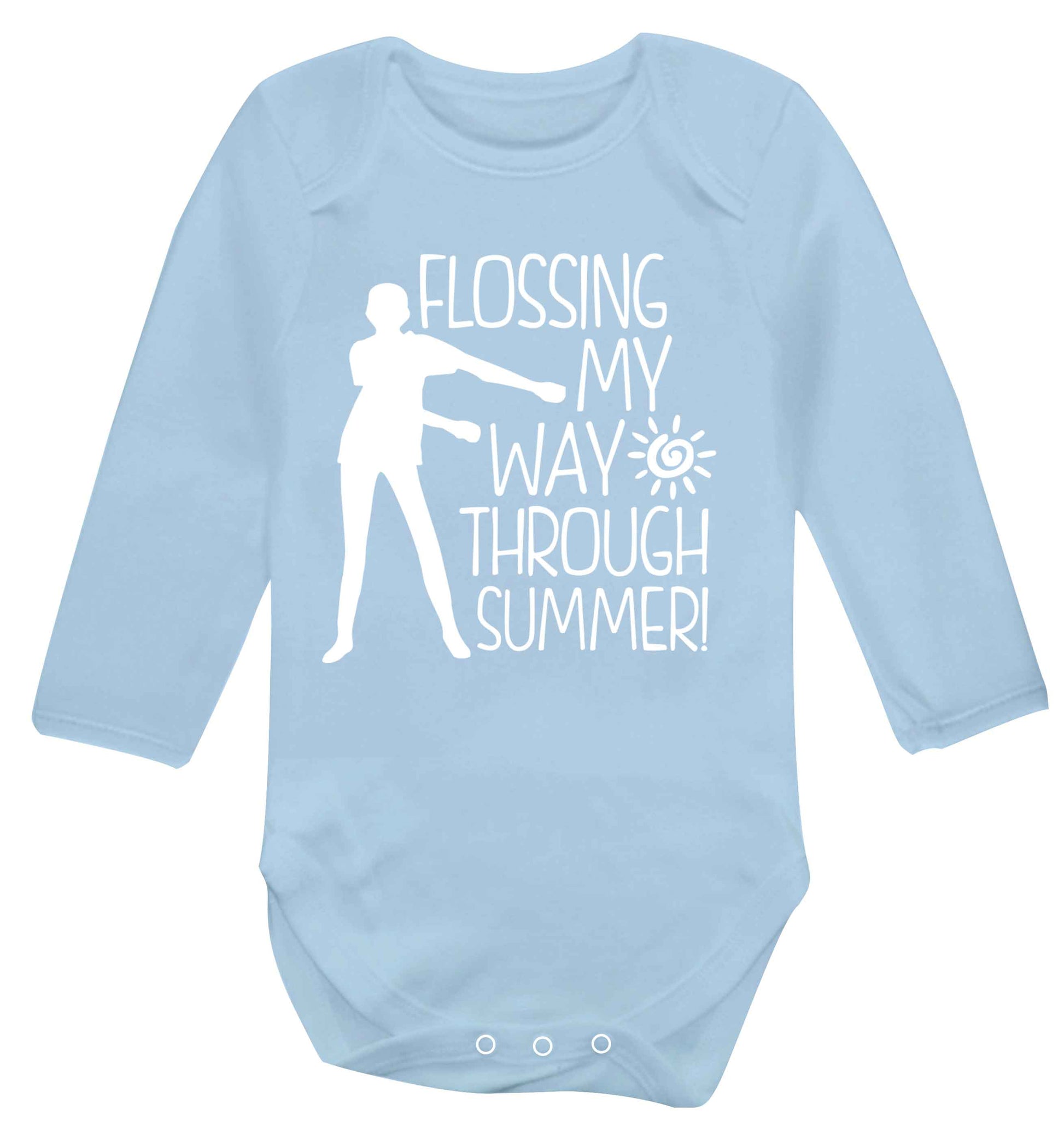 Flossing my way through summer Baby Vest long sleeved pale blue 6-12 months