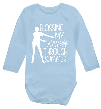 Flossing my way through summer Baby Vest long sleeved pale blue 6-12 months