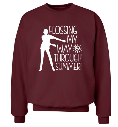 Flossing my way through summer Adult's unisex maroon Sweater 2XL