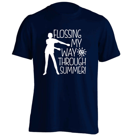 Flossing my way through summer adults unisex navy Tshirt 2XL
