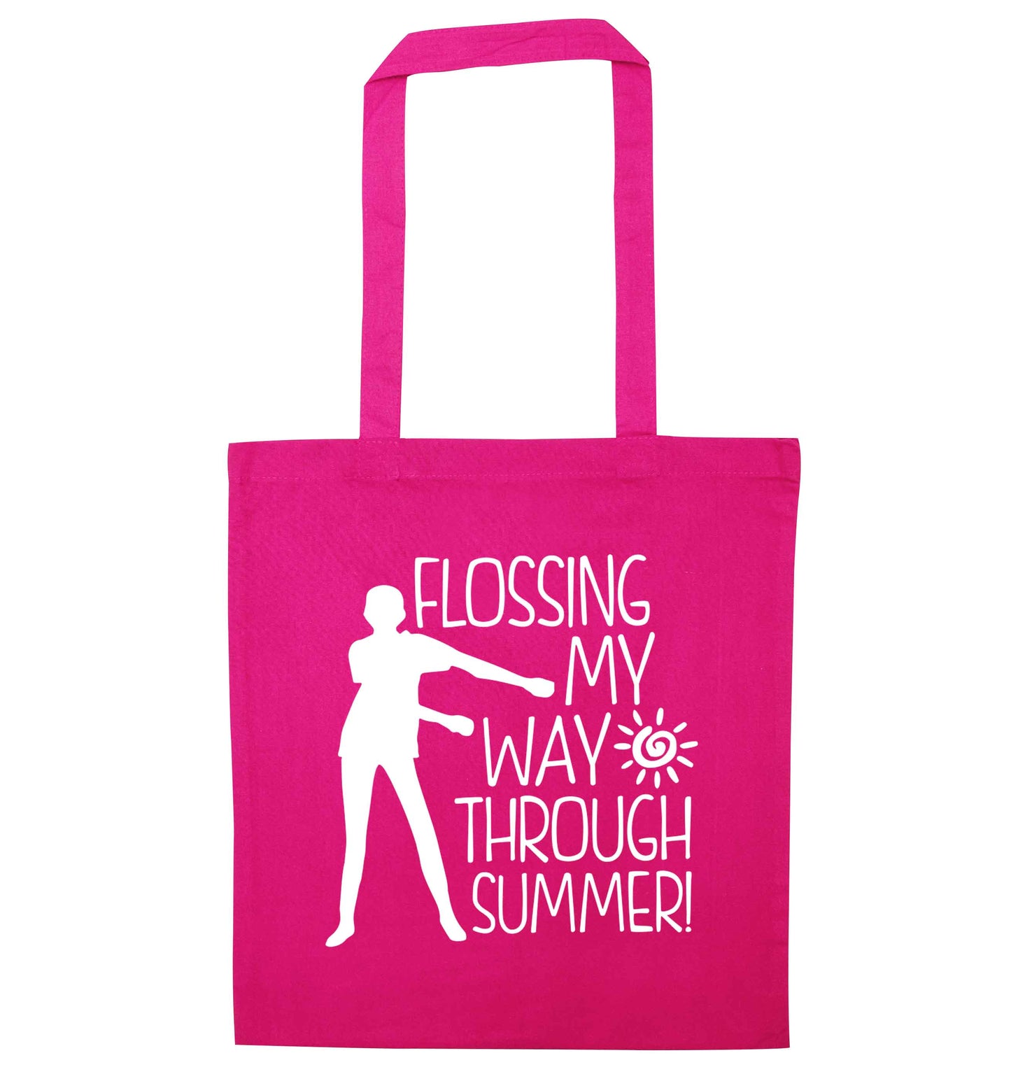 Flossing my way through summer pink tote bag