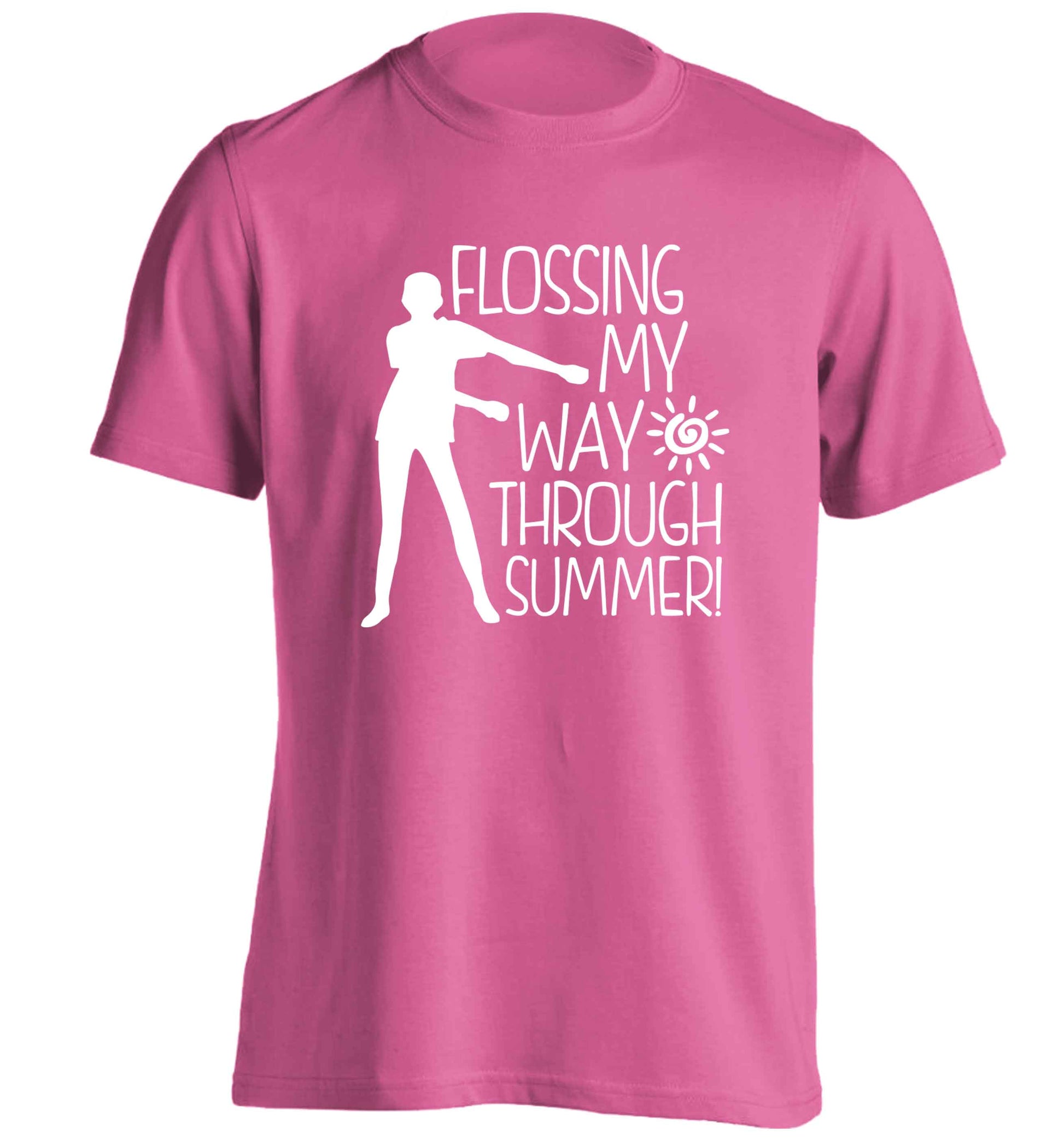 Flossing my way through summer adults unisex pink Tshirt 2XL