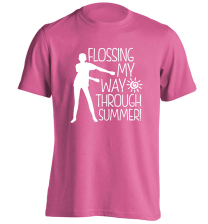 Flossing my way through summer adults unisex pink Tshirt 2XL