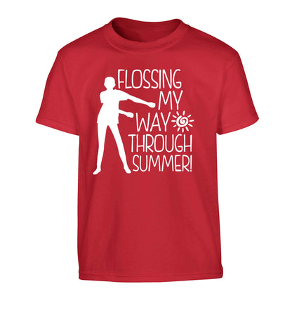 Flossing my way through summer Children's red Tshirt 12-13 Years