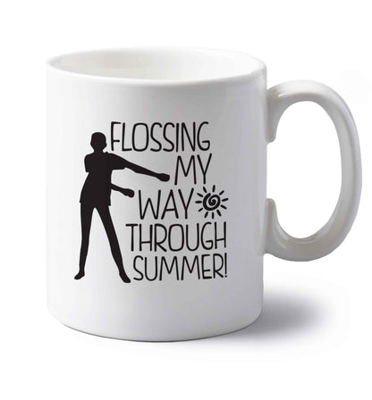 Flossing my way through summer left handed white ceramic mug 