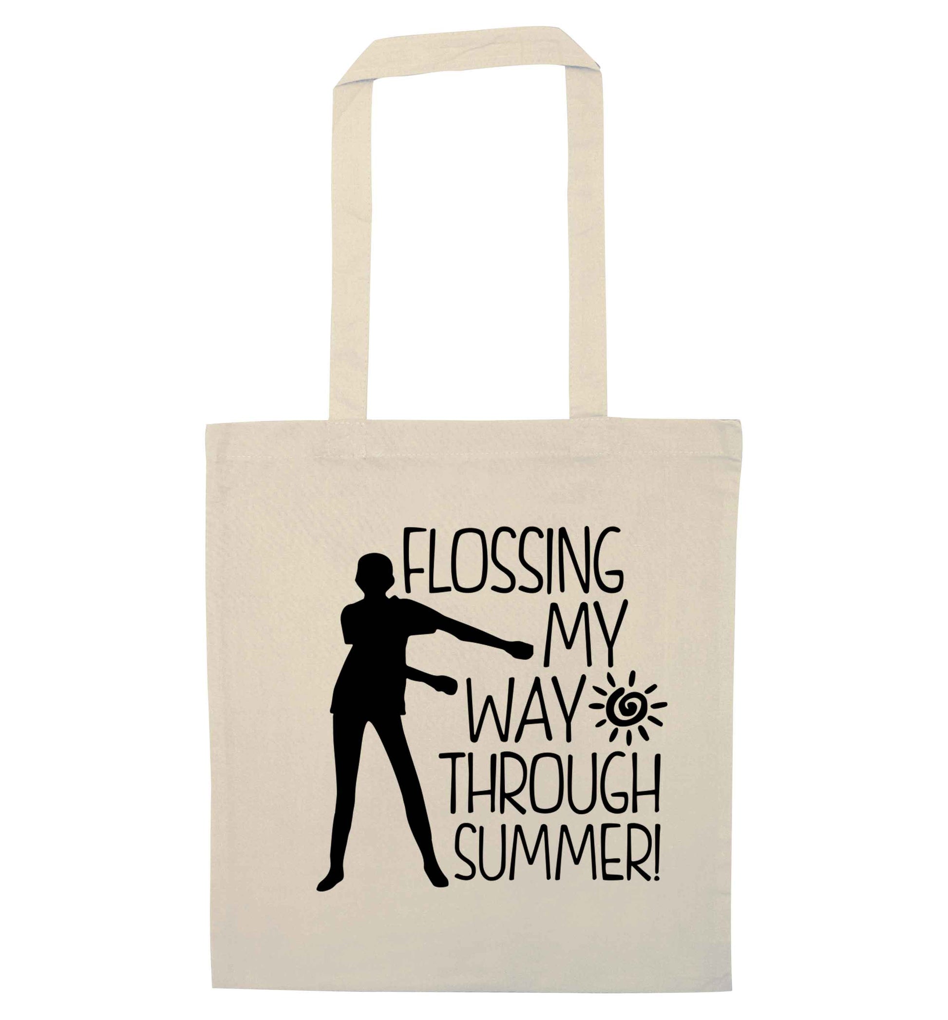 Flossing my way through summer natural tote bag