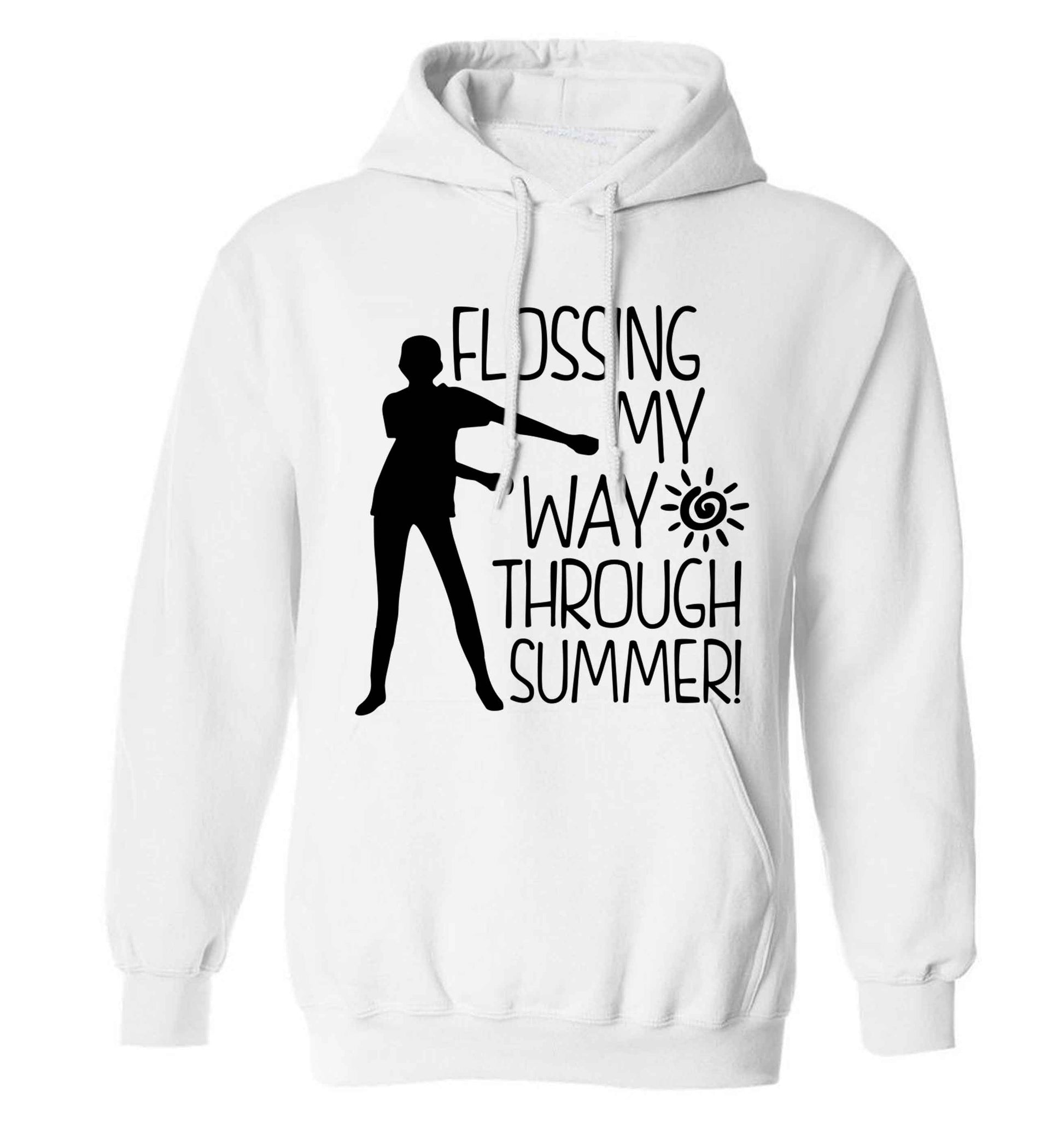 Flossing my way through summer adults unisex white hoodie 2XL