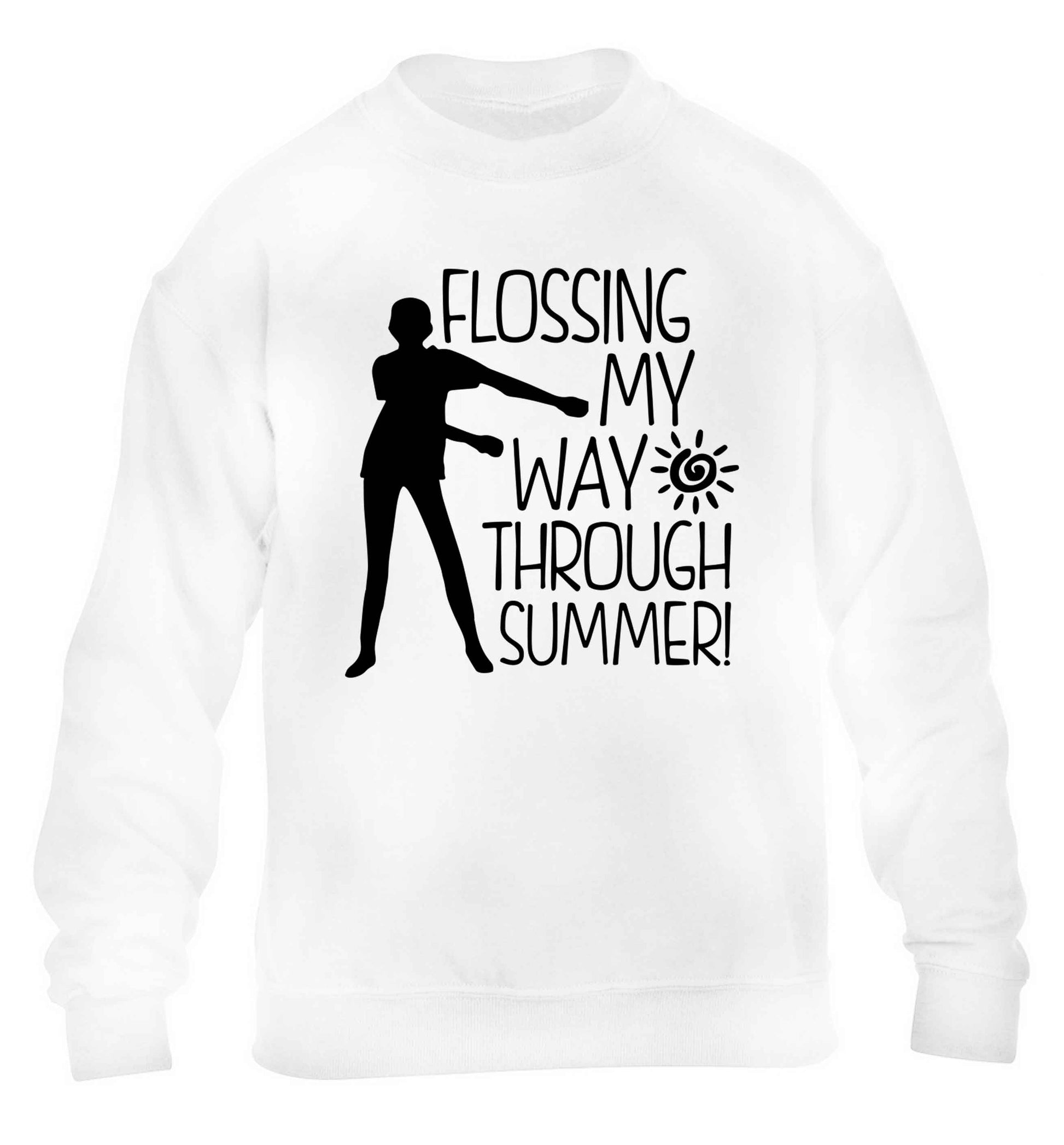 Flossing my way through summer children's white sweater 12-13 Years