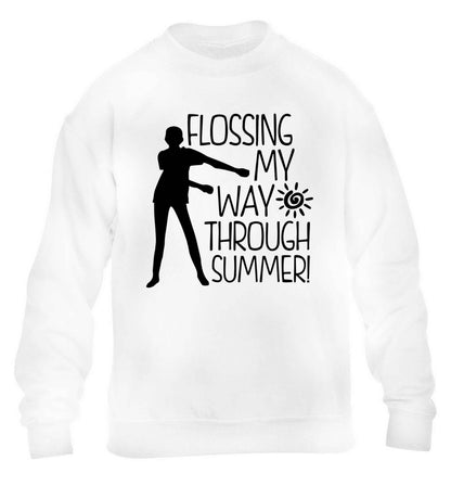 Flossing my way through summer children's white sweater 12-13 Years
